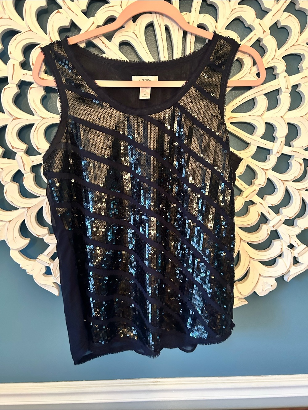 Ann Taylor Loft Navy Sequin Sleeveless Camisole